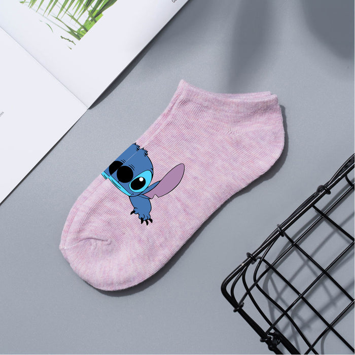 Wholesale Cartoon Simple Breathable Short Style Multi-color Cotton Crew Socks JDC-SK-WuDM001