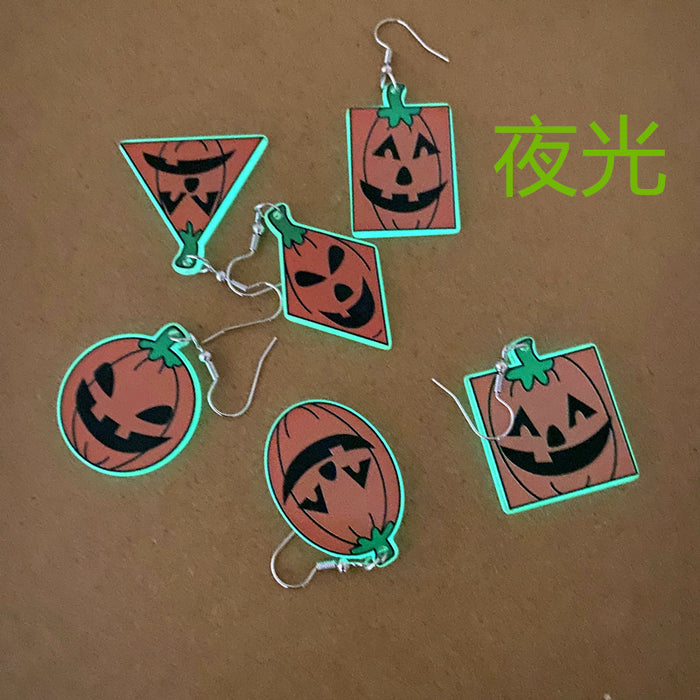 Wholesale Acrylic Pumpkin Head Luminous Earrings  Funny Horror  Earrings