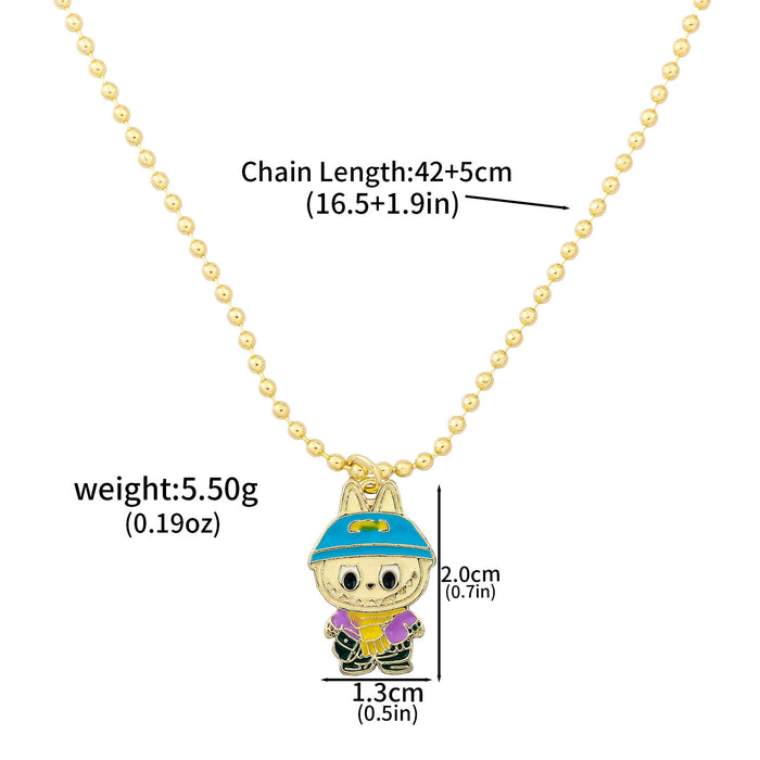 Wholesale Necklace Earrings  Cartoon Cute Metal Enamel Set Pendant Ear Pin Holiday Gift
