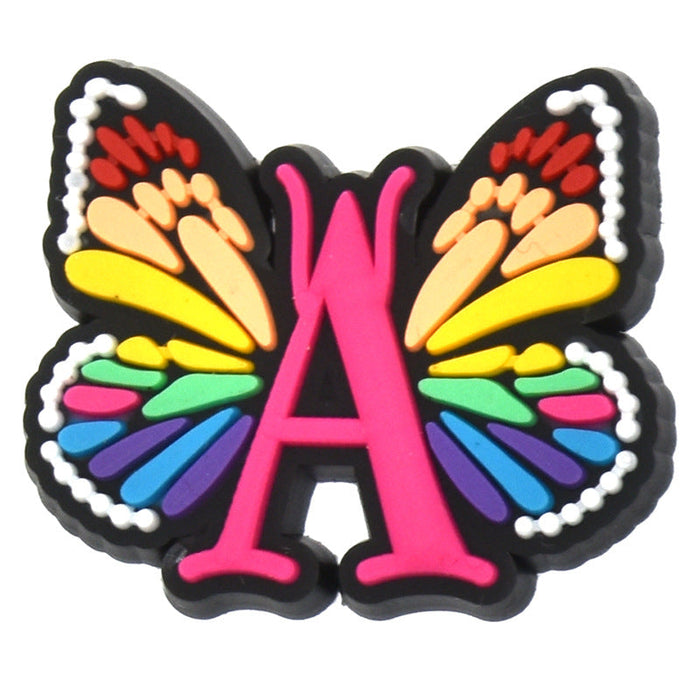 Wholesale 100 PCS PVC Cartoon Butterfly Alphabet DIY Shoe Buckles JDC-SC-RYY004