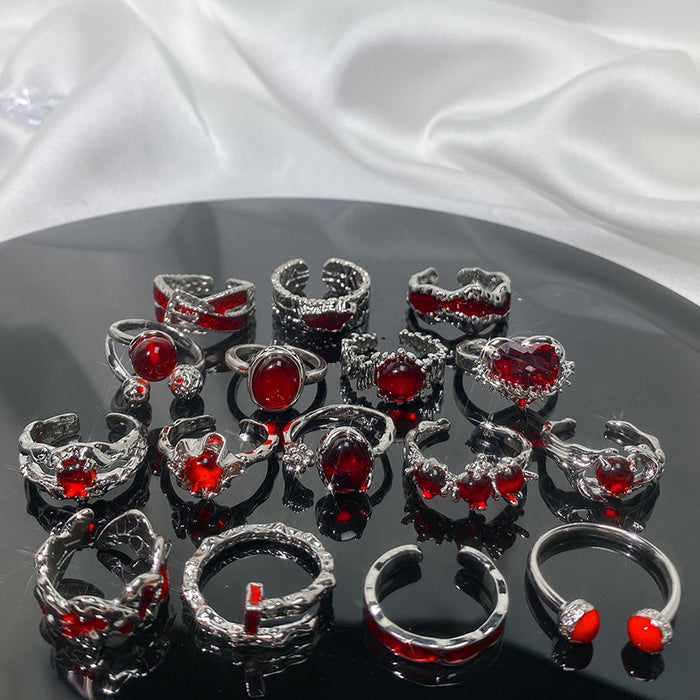 Wholesale Red high-end ring, layered, niche design, personalized ring