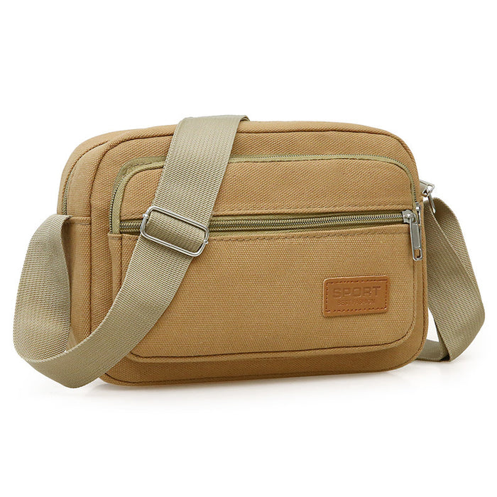 Wholesale Canvas men's bag, middle-aged and elderly backpack, large capacity multi-layer travel, simple and casual street vendor bag, men's single shoulder crossbody bag
