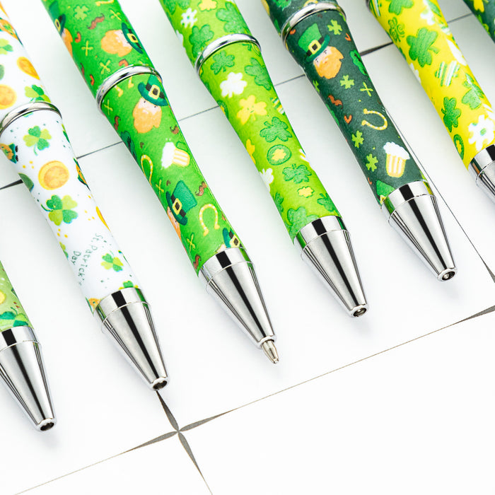 Wholesale St. Patrick's Day Beadable Pens Clover Plastic Pens DIY for Beaded JDC-PN-HuaH003