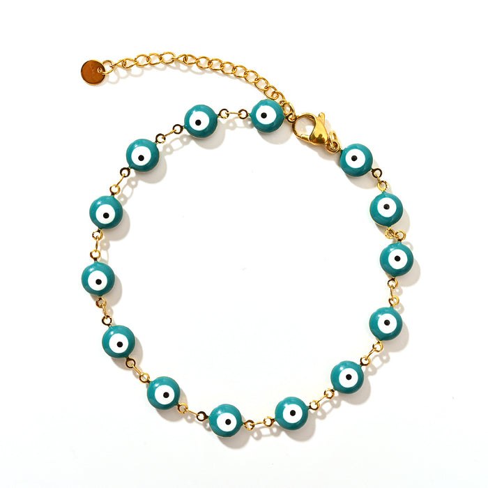 Wholesale Fashion classic style color preserving electroplated stainless steel Devil's Eye ankle chain multi-color wholesale