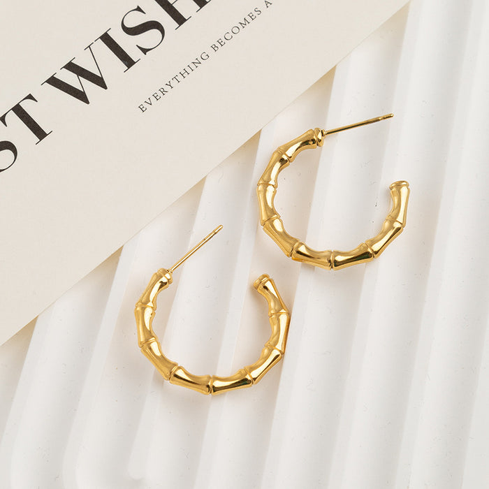Wholesale non-fading bamboo ear ring temperament  plain ring ear buckle