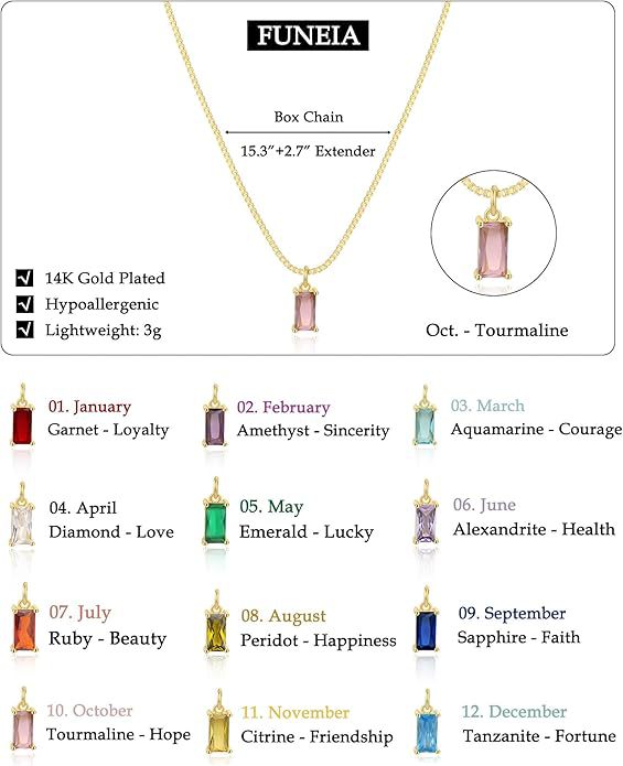 Wholesale Square Birthstone Colored Zircon Pendant Color Preserving Box Chain Necklace