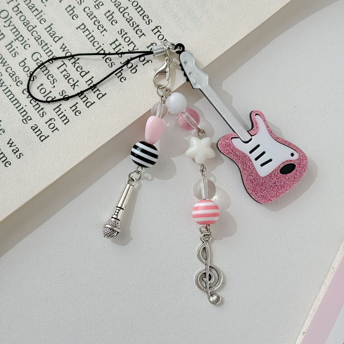 Wholesale Pink violin mobile phone pendant, star note pendant, card book, bag hanging, keychain