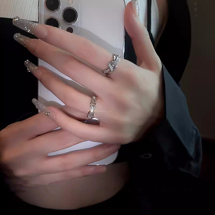 Wholesale Fashionable luxury layered ring with niche design zircon