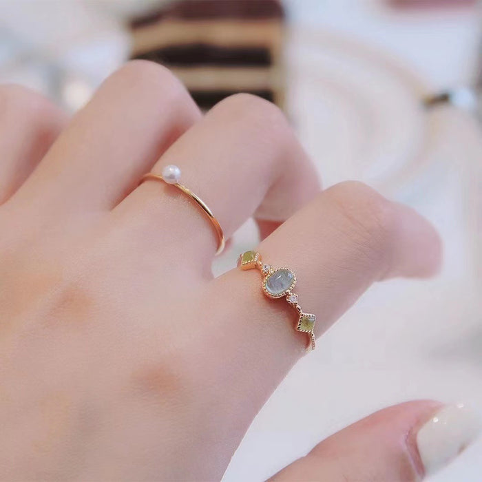 Wholesale Glass colorful gemstone open ring, fashionable, simple and adjustable ring