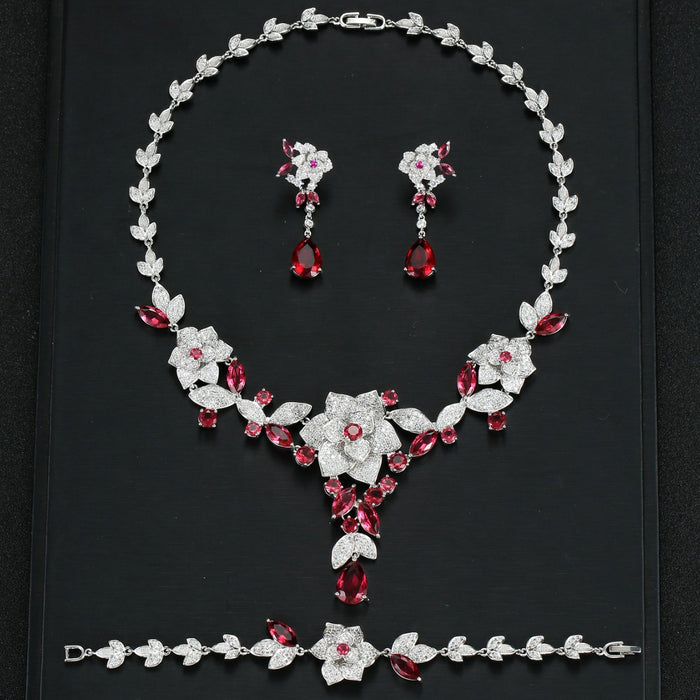 Wholesale Three-Piece Set Necklace Earrings Bracelet Party Wedding Dress Bride Dress Jewelry