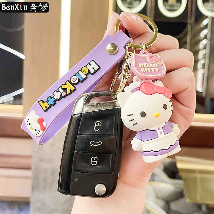 Wholesale Cartoon  silicone doll keychain car pendant  couple bag doll machine key pendant