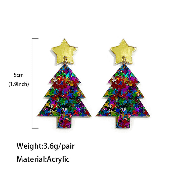 Wholesale Christmas tree acrylic earrings glitter mirror acrylic ing earrings Christmas holiday earrings