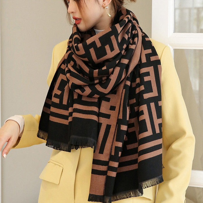 Wholesale Autumn Winter Polyester Double Sided Letter Scarf JDC-SF-Xuanx001