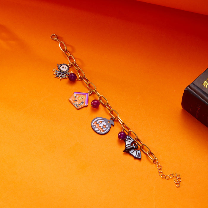 Wholesale Chain Bracelet for Women Halloween Pumpkin House Bat Ghost Pendant Bracelet