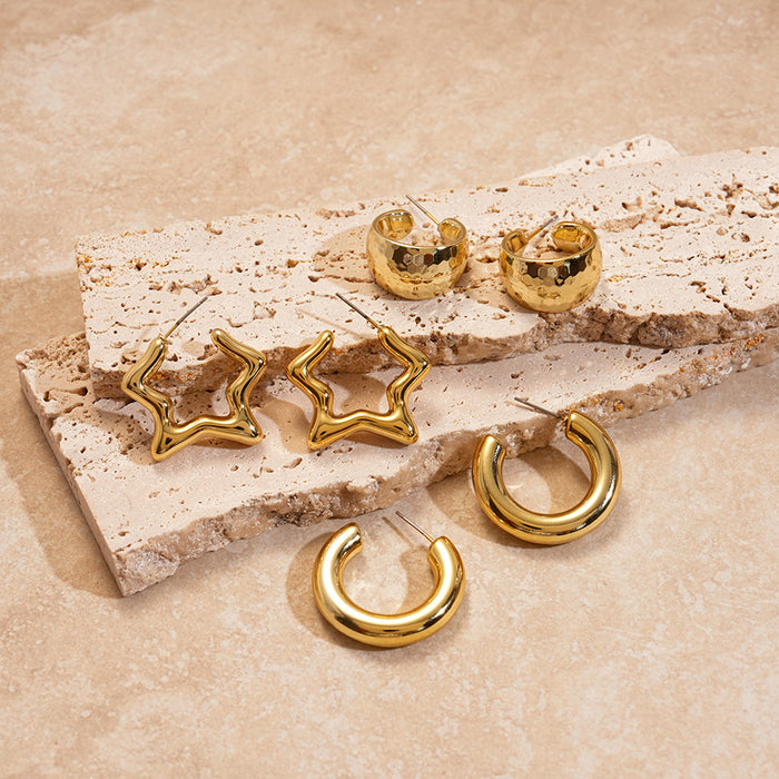 Wholesale Acrylic Star Round C-Shaped Steel Needle Earrings Unique Earrings