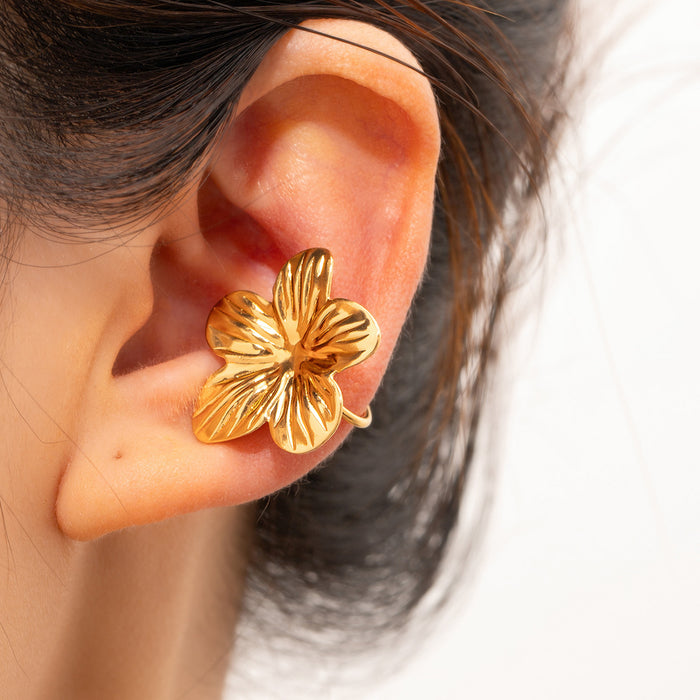 Wholesale Fashionable alloy earrings with light luxury and high-end feel, flower moon sun ear clip, ear bone clip