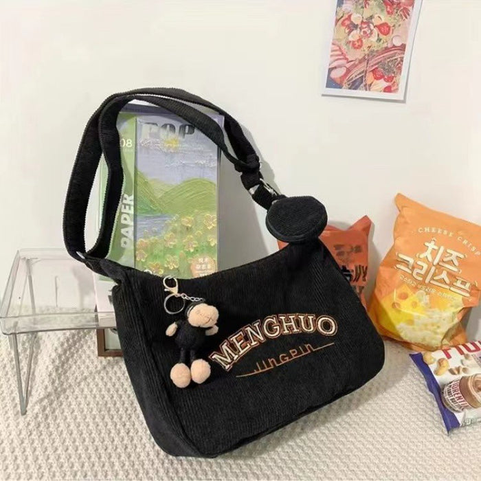 Wholesale Corduroy retro casual all-match messenger bag student class commuter backpack