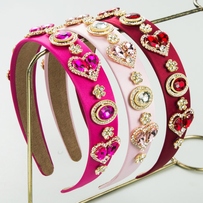 Wholesale Glass rhinestone heart-shaped headband for Valentine' s Day