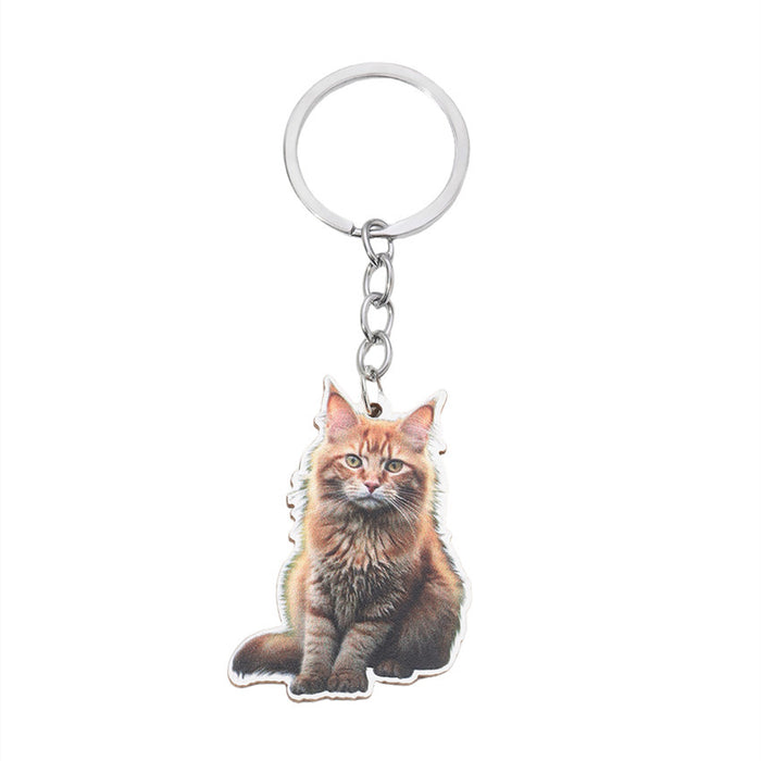 Wholesale Cartoon Kitten Wooden Keychain JDC-KC-RongRui003