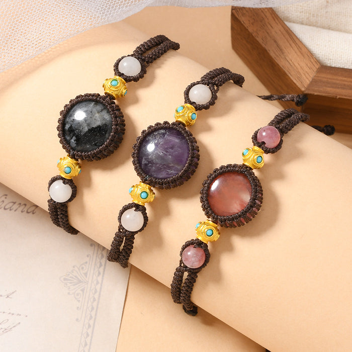 Wholesale Retro Handwoven Natural Stone Adjustable Bracelet Unisex For Boutique Resale