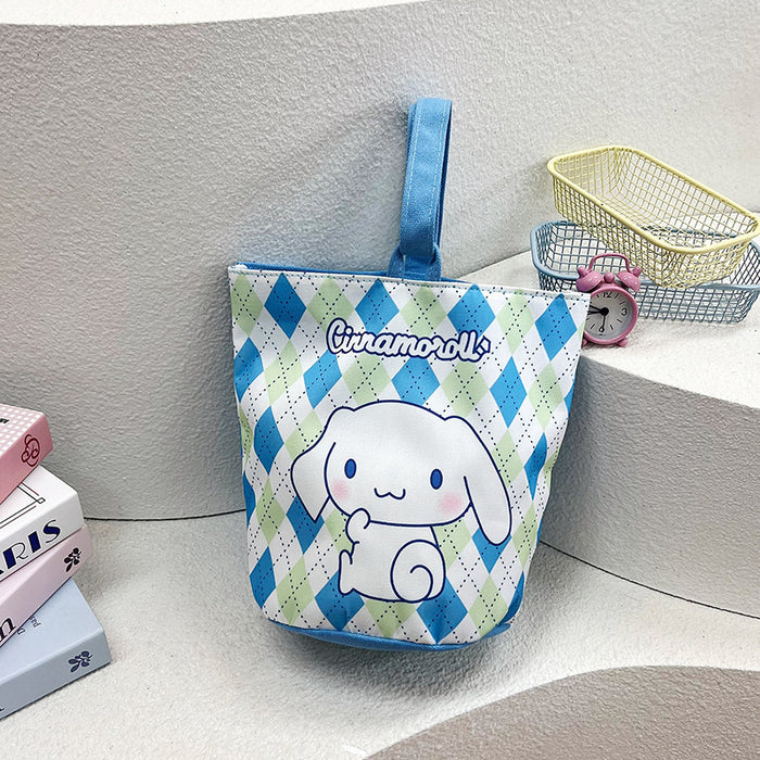 Wholesale Illustration bucket bag cute hand-held cartoon work lunch bag graffiti canvas bag