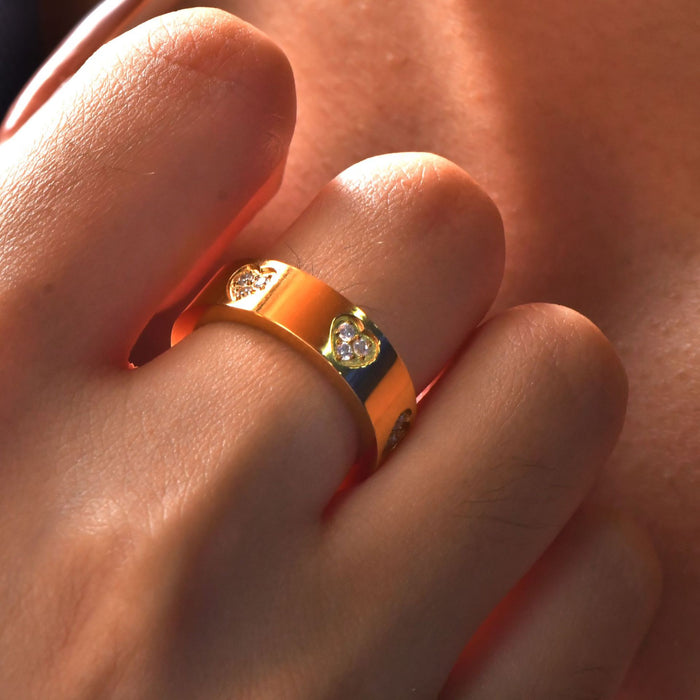 Wholesale Stainless steel ring high-end personality all-match ring love heart diamond titanium steel ring