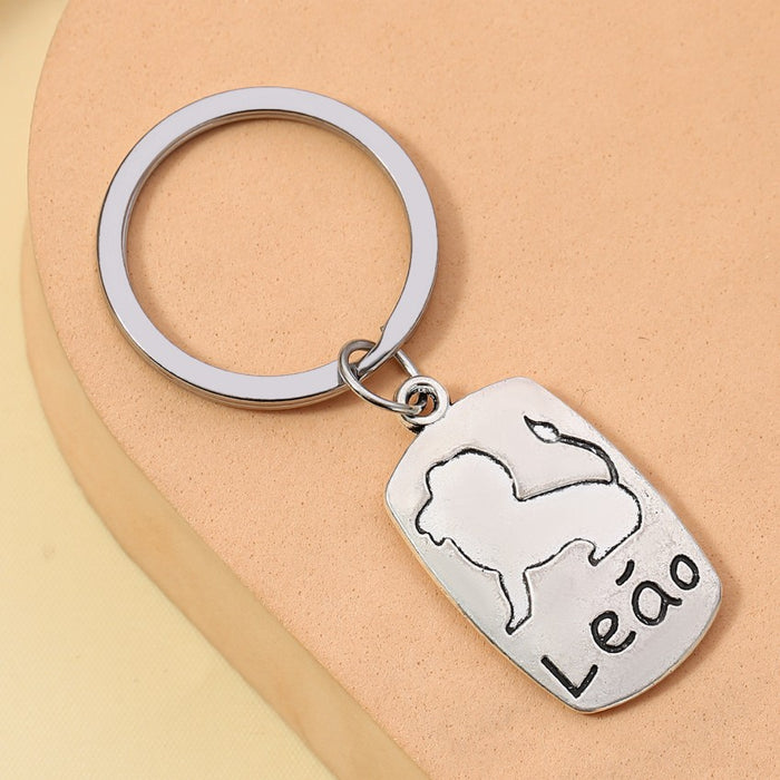 Wholesale Alloy Electroplating Constellation English Letter Keychain JDC-KC-RongRui071