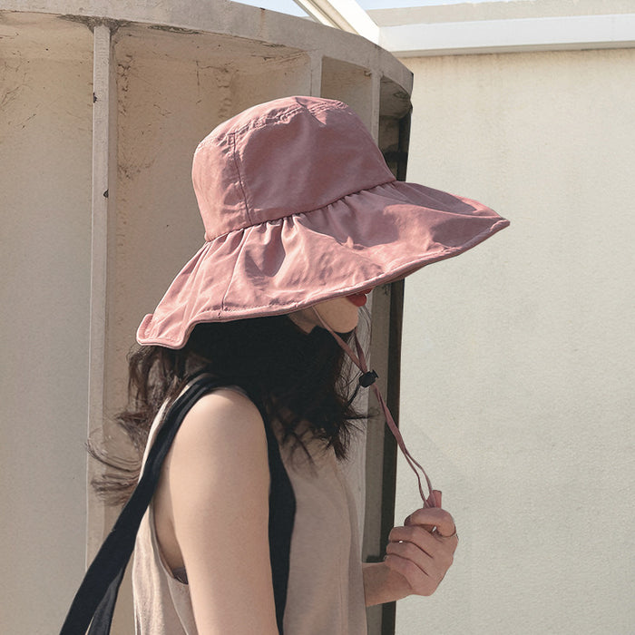 Wholesale UV resistant sun hat for women in summer, with a large brim and sun protection hat for outdoor fishermen
