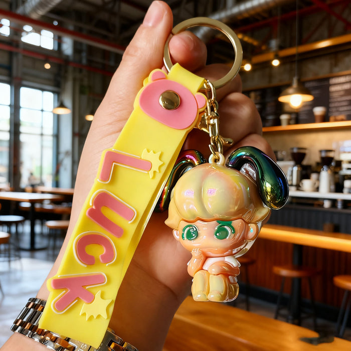 Wholesale Cute electroplated cartoon colorful keychains for couples