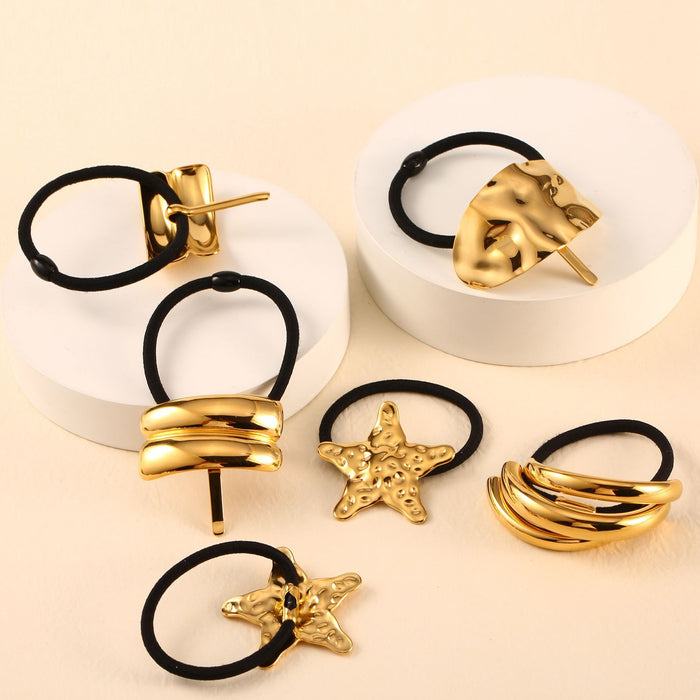 Wholesale New minimalist stainless steel headband, fashionable and high-end style, ponytail tied hair tie, black headband