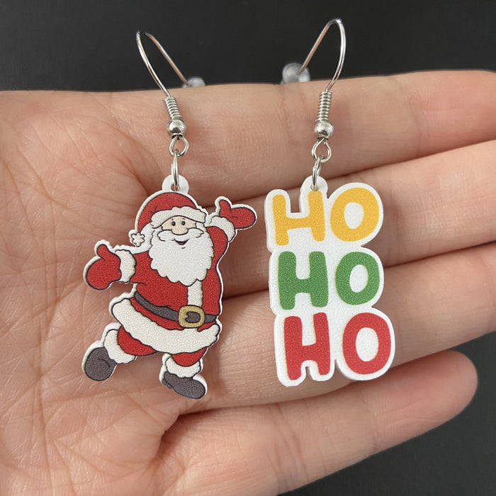 Wholesale Fashion Acrylic Cartoon Christmas Earrings With Reindeer Flamingo And Rainbow Designs Party Wear Jewelry Accessory