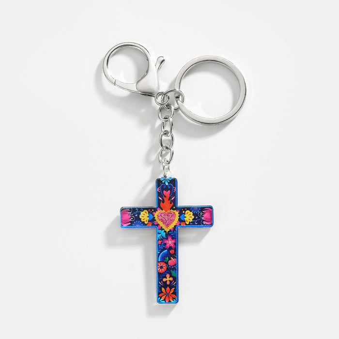 Wholesale Acrylic Cross Keychain JDC-KC-HuiWen017