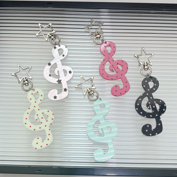 Wholesale Sweet polka dot striped star musical note keychain