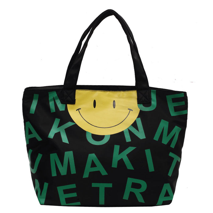 Wholesale Printed Smiley Canvas Bag Shoulder Tote Bag  JDC-HB-YuanDuo023