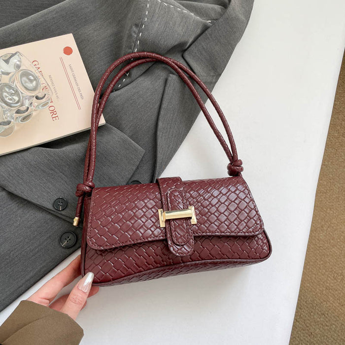 Wholesale Trendy Woven PU Crossbody Bag Black Urban Simple Daily Shoulder Bag