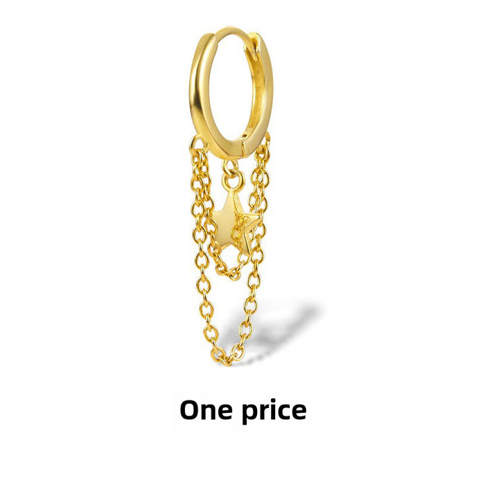 Wholesale Tassel Zircon Earrings Personalized Circle Long Earrings Earrings Square Diamond Full Diamond Chain Earrings Buckle