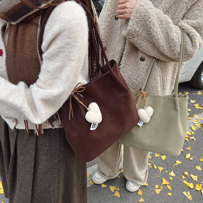 Wholesale Retro suede tote bag, fashionable large capacity armpit bag, casual commuting shoulder bag