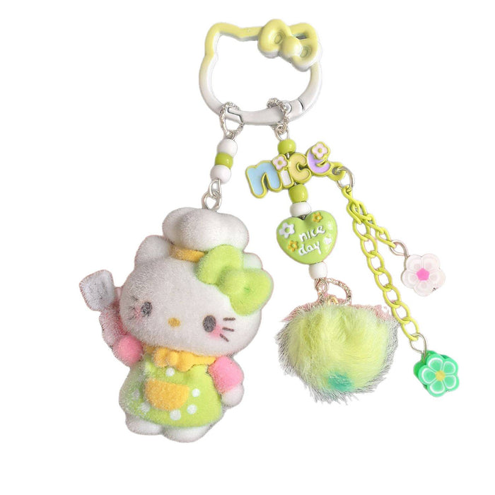 Wholesale Dopamine Style Cute Cat Ear Flocked Phone Charm Bag Keychain Pendant DIY Accessory