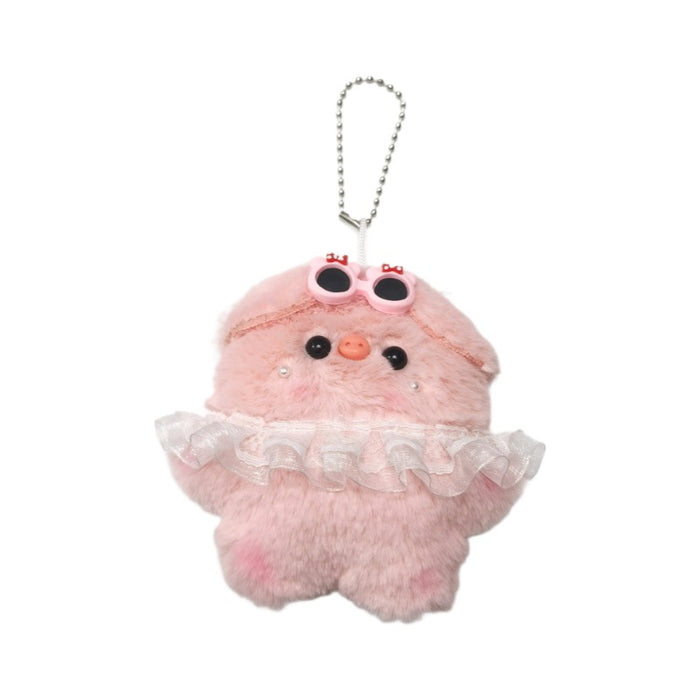 Wholesale Glasses pig cartoon bib pig plush pendant skirt pig doll key chain pendant toy pendant batch