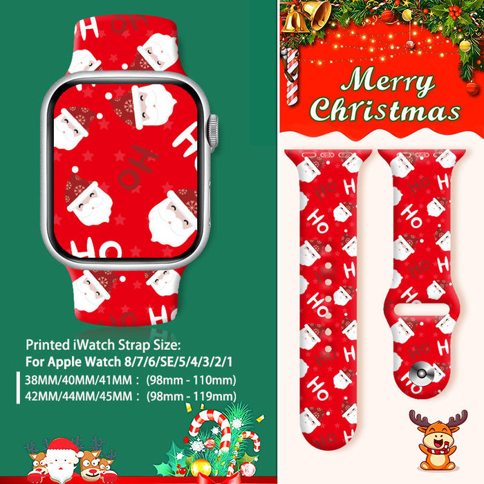 Wholesale Cartoon Christmas Silicone Strap Suitable for Apple Watch Strap JDC-WD-NuoQi006