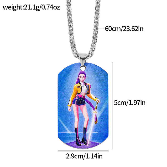 Wholesale K-pop Stainless Steel Metal Printed Pendant Necklace
