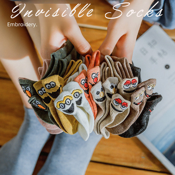 Wholesale Low cut short socks, personalized cartoon embroidery socks, boat socks