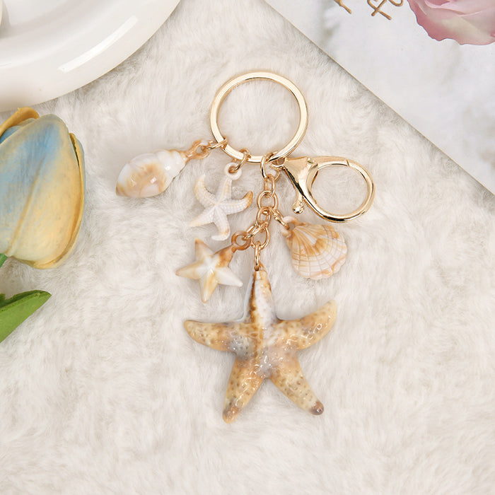 Wholesale Seaside Vacation Ocean Series Conch Starfish Pentagram Keychain