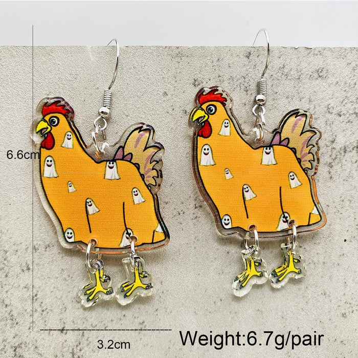 Wholesale  Earrings  Christmas Rooster Acrylic Earrings Holiday Ornaments