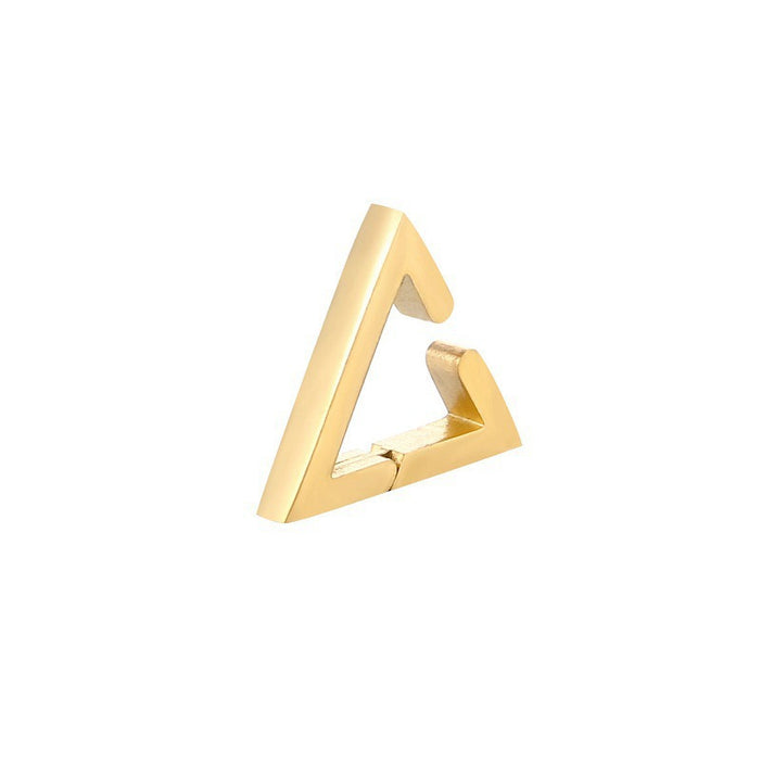 Wholesale Cross border minimalist three-dimensional triangular earrings with ear clips, no ear holes, smooth ear buckles made of titanium steel