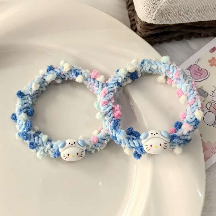 Wholesale Cute cartoon-style colorful braided hair scrunchies