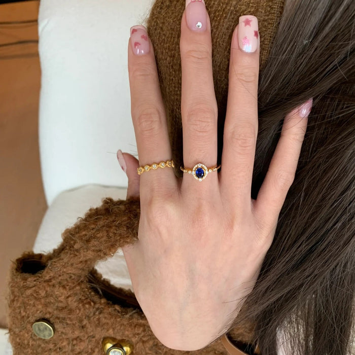 Wholesale Sapphire ring with gold plating, exquisite fashion, light luxury zircon ring