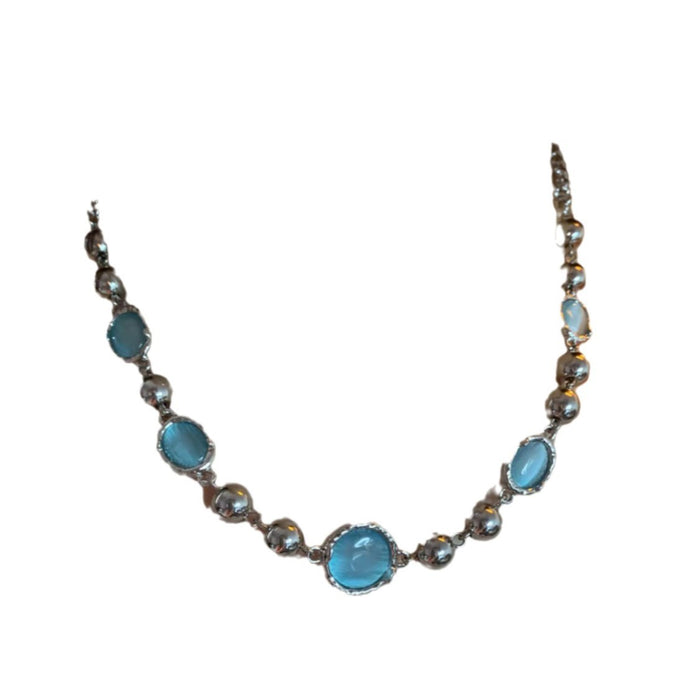 Wholesale Necklace Blue White Choker Neck Chain Spice Girl Cruciferous Clavicle Chain Summer