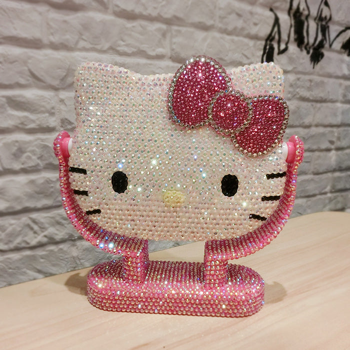 Wholesale Cartoon Cat Rhinestone Plastic Beauty Mirror JDC-VM-MingJu001