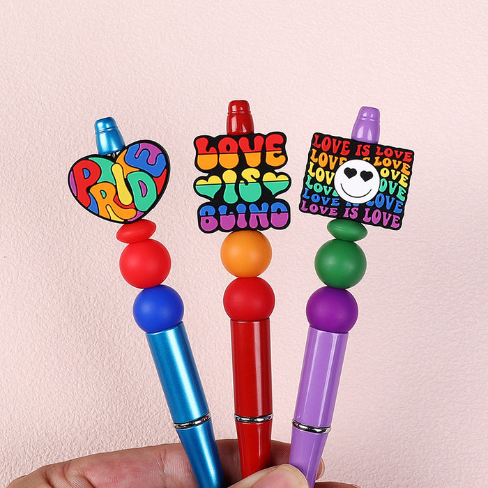 Wholesale 20pcs Rainbow Color Silicone Beads Phrases European and American Men' s and Women' s Jewelry Beaded Bracelets DIY English Glue Beads